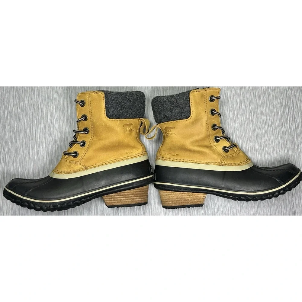 Sorel Slimpack Lace II Leather Women's Size‎ 9 Tan-Black Snow Boots (NL2348-286)